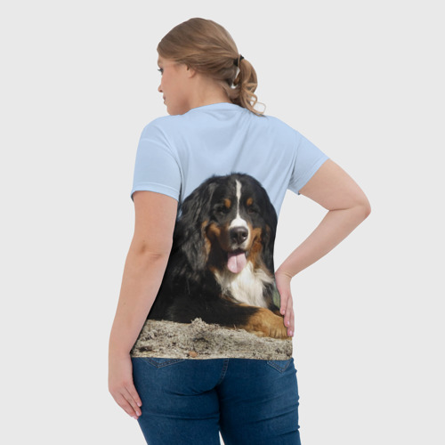 Женская футболка 3D с принтом Бернский зенненхунд, вид сзади #2