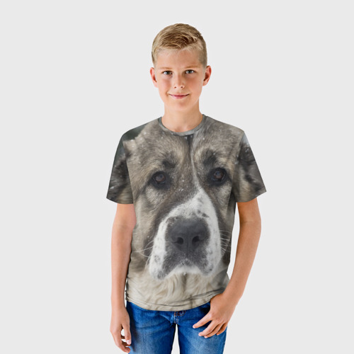 Детская 3D футболка с принтом САО (алабай), фото на моделе #1