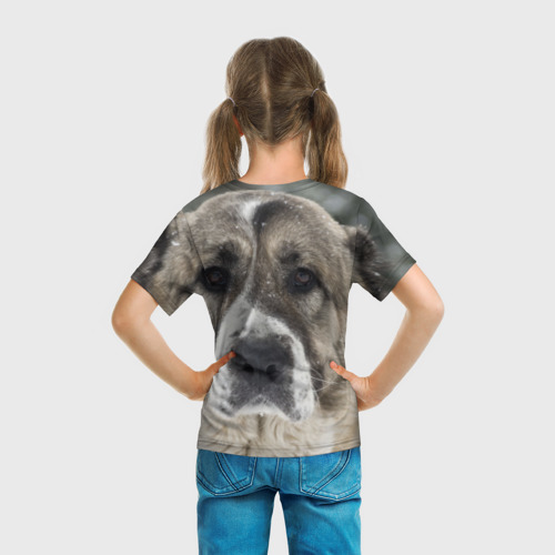 Детская 3D футболка с принтом САО (алабай), вид сзади #2