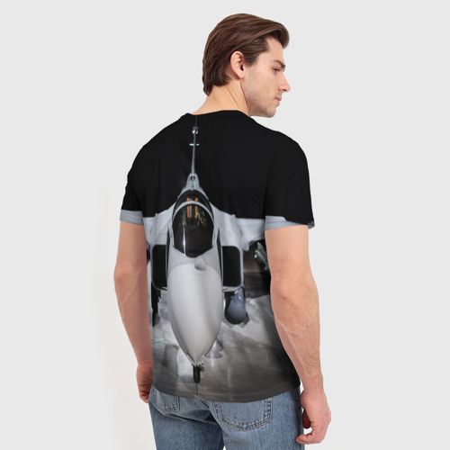 Мужская футболка 3D с принтом Истребитель, вид сзади #2