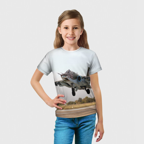 Детская футболка 3D с принтом Истребитель, вид сбоку #3