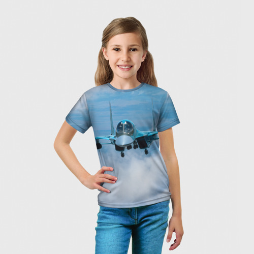Детская футболка 3D с принтом Су 34, вид сбоку #3
