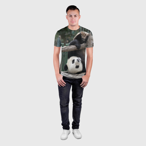 Мужская футболка 3D Slim с принтом Паркур панда, вид сбоку #3