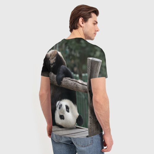 Мужская футболка 3D с принтом Паркур панда, вид сзади #2