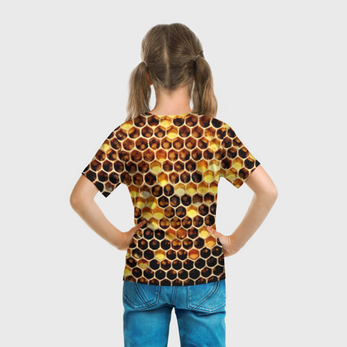 Детская футболка 3D с принтом Соты, вид сзади #2