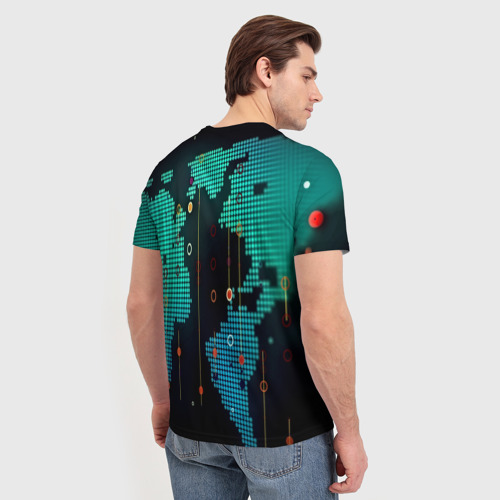 Мужская футболка 3D с принтом Digital world, вид сзади #2