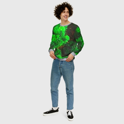 Мужской свитшот 3D с принтом Зелёная ель, вид сбоку #3