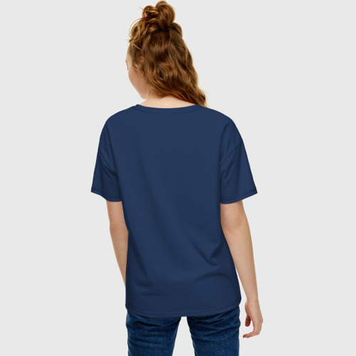 Женская футболка хлопок Oversize с принтом Eat sleep swim repeat, вид сзади #2