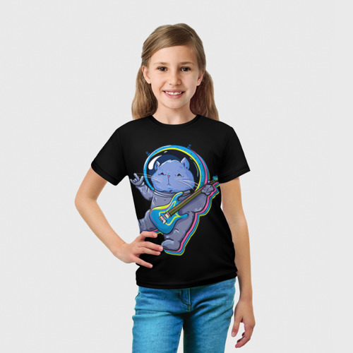 Детская футболка 3D с принтом Космокот, вид сбоку #3