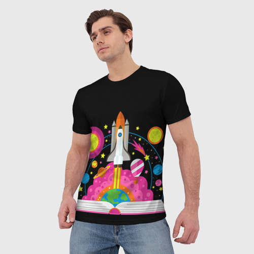 Мужская 3D футболка с принтом Космос, фото на моделе #1