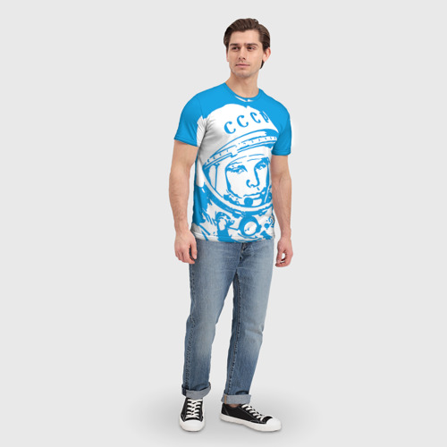 Мужская 3D футболка с принтом Гагарин 1, вид сбоку #3