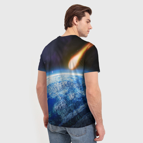 Мужская футболка 3D с принтом Без паники, метеорит, вид сзади #2