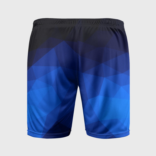 Мужские шорты спортивные с принтом Синие полигоны, вид сзади #1