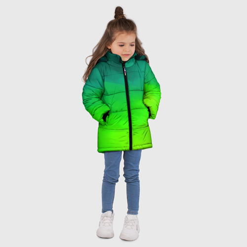 Зимняя куртка для девочек 3D с принтом Кислотный цвет, вид сбоку #3