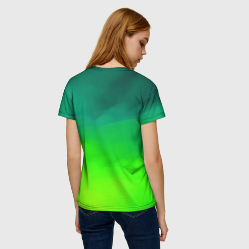 Женская 3D футболка с принтом Кислотный цвет, вид сзади #2