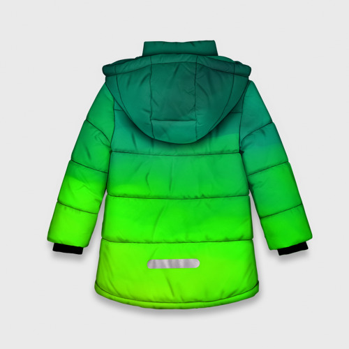 Зимняя куртка для девочек 3D с принтом Кислотный цвет, вид сзади #1