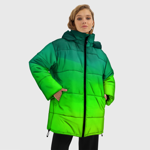 Женская зимняя куртка 3D с принтом Кислотный цвет, фото на моделе #1