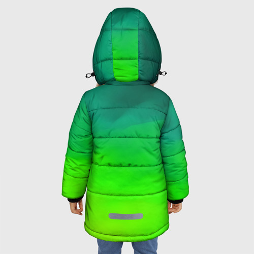 Зимняя куртка для девочек 3D с принтом Кислотный цвет, вид сзади #2