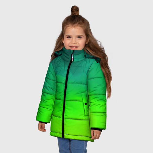 Зимняя куртка для девочек 3D с принтом Кислотный цвет, фото на моделе #1