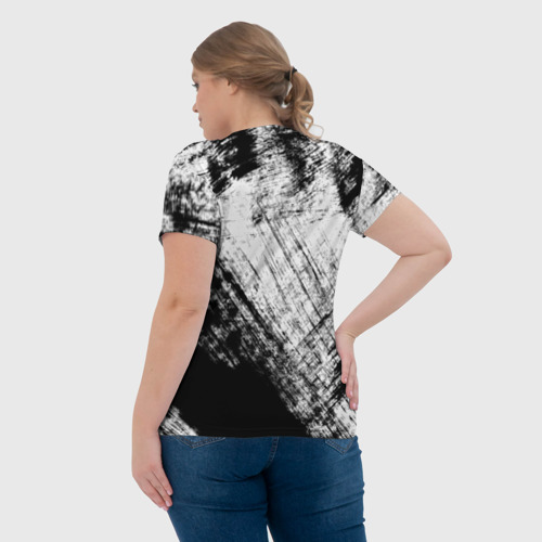 Женская футболка 3D с принтом Штриховка, вид сзади #2