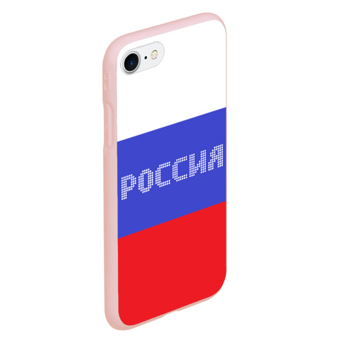 Чехол для iPhone 7/8 матовый с принтом Флаг России с надписью, вид сбоку #3