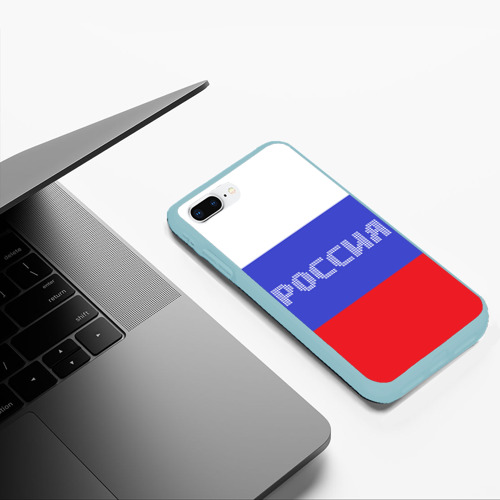 Чехол для iPhone 7Plus/8 Plus матовый с принтом Флаг России с надписью, фото #5