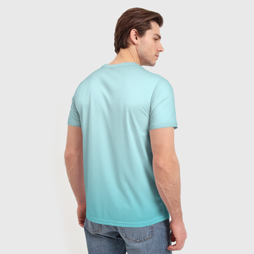 Мужская футболка 3D с принтом Blue, вид сзади #2