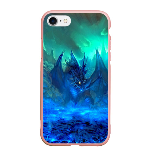 Чехол для iPhone 7/8 матовый с принтом Синий дракон, вид спереди #2