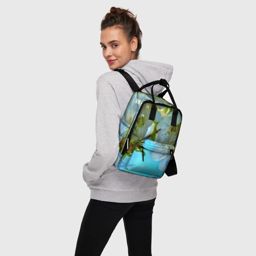 Женский рюкзак 3D с принтом Цветочки на дереве, вид сбоку #3