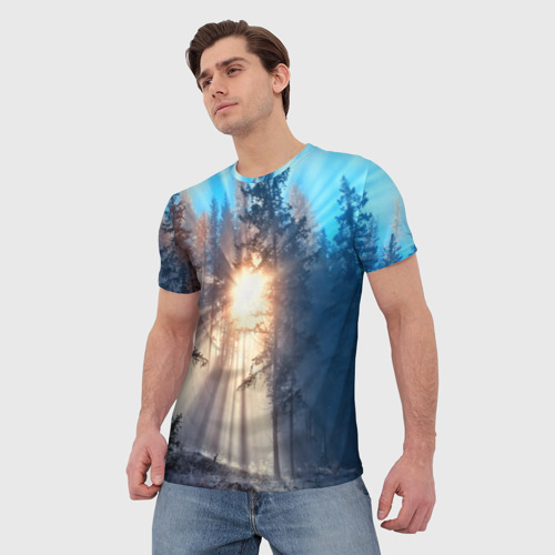 Мужская футболка 3D с принтом Woodland, фото на моделе #1