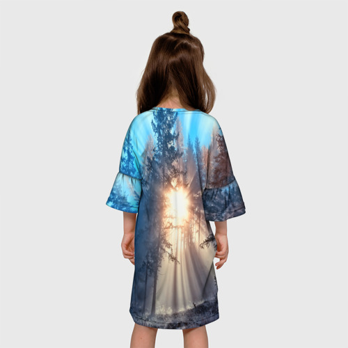 Детское платье 3D с принтом Woodland, вид сзади #2