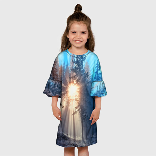 Детское платье 3D с принтом Woodland, вид сбоку #3