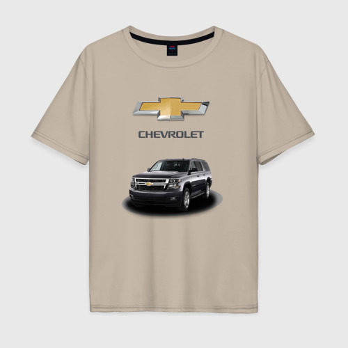 Мужская футболка хлопок Oversize с принтом Chevrolet кроссовер, вид спереди #2