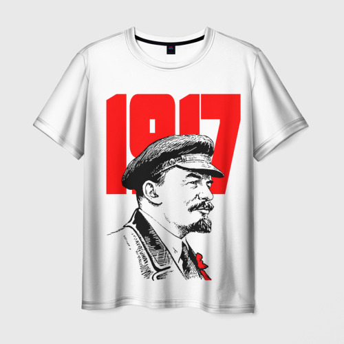Мужская 3D футболка с принтом Ленин, вид спереди #2