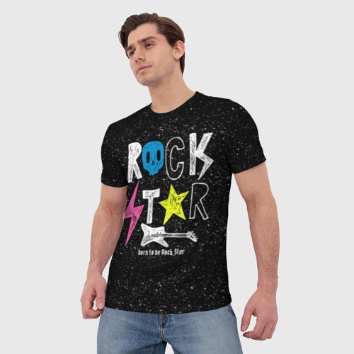 Мужская футболка 3D с принтом Рождён быть рок-звездой, фото на моделе #1