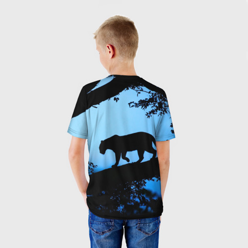 Детская футболка 3D с принтом Чёрная пантера, вид сзади #2
