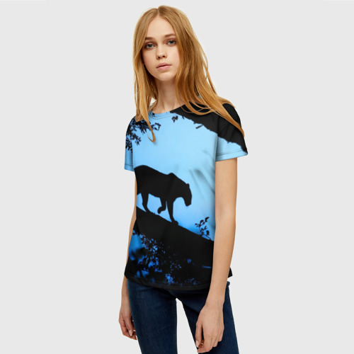 Женская футболка 3D с принтом Чёрная пантера, фото на моделе #1