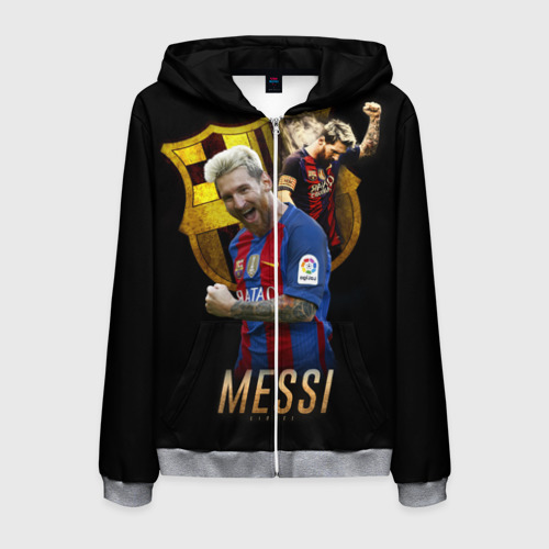 Мужская толстовка 3D на молнии с принтом Messi, вид спереди #2
