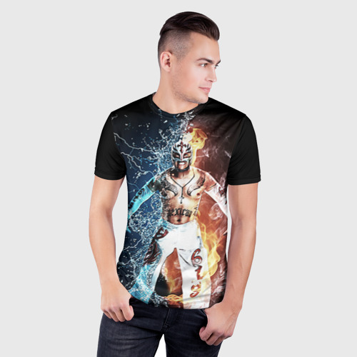 Мужская футболка 3D Slim с принтом Рей Мистерио, фото на моделе #1