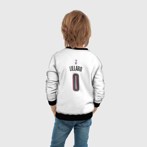 Детский свитшот 3D с принтом Форма Portland Trail Blazers белая, вид сзади #2