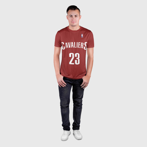 Мужская футболка 3D Slim с принтом Форма Cavaliers Cleveland красная, вид сбоку #3