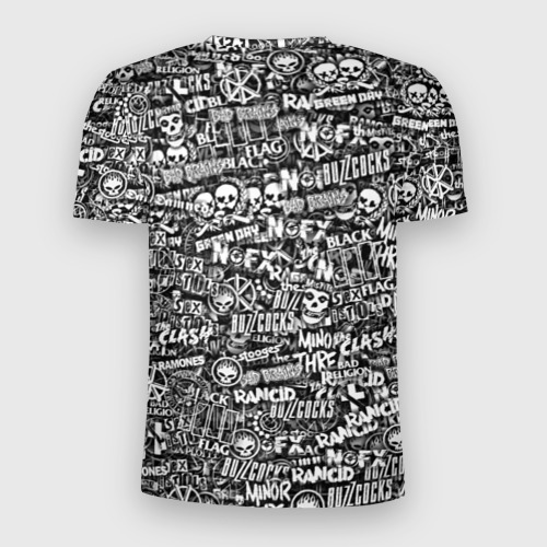 Мужская футболка 3D Slim с принтом Панк-рок стикербомбинг, вид сзади #1