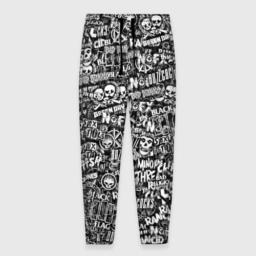 Мужские брюки 3D с принтом Панк-рок стикербомбинг, вид спереди #2