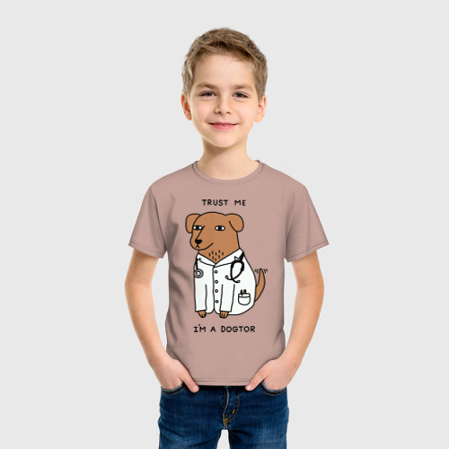 Детская футболка хлопок с принтом Dogtor, фото на моделе #1