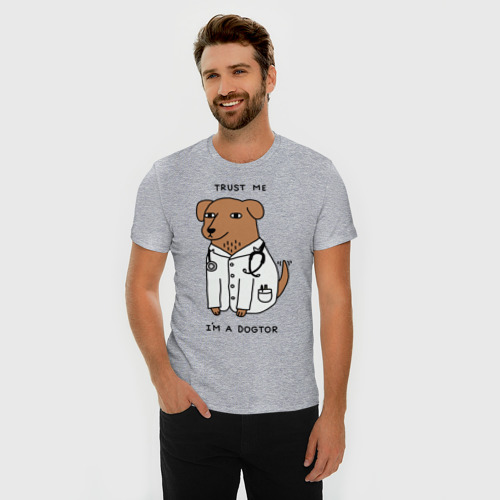 Мужская футболка хлопок Slim с принтом Dogtor, фото на моделе #1