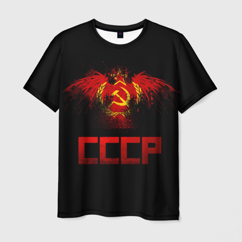 Мужская футболка 3D с принтом СССР орел, вид спереди #2