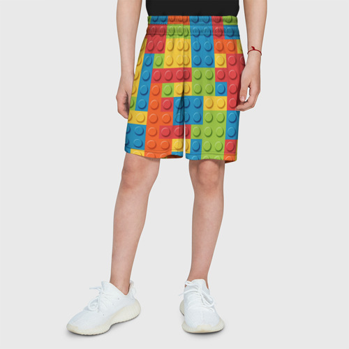 Детские спортивные шорты 3D с принтом Лего, вид сбоку #3