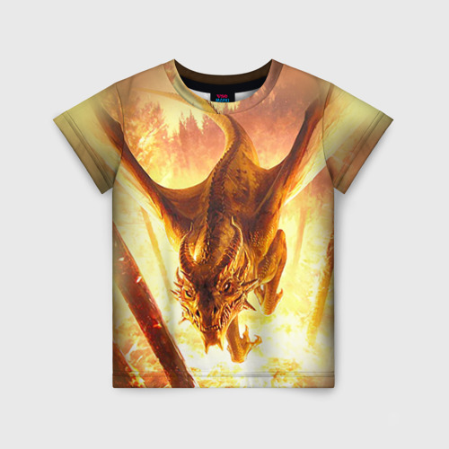 Детская футболка 3D с принтом Дракон, вид спереди #2