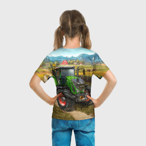 Детская футболка 3D с принтом Farming simulator 2, вид сзади #2