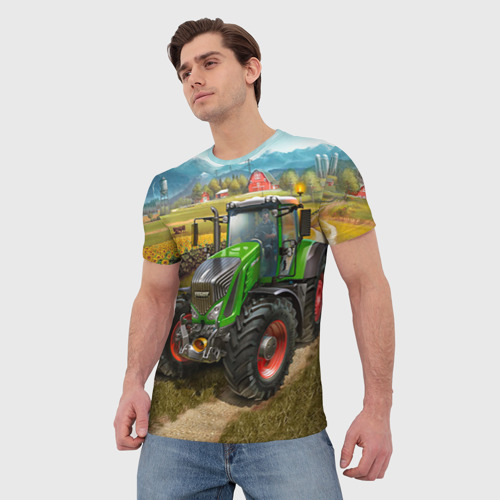 Мужская футболка 3D с принтом Farming simulator 2, фото на моделе #1